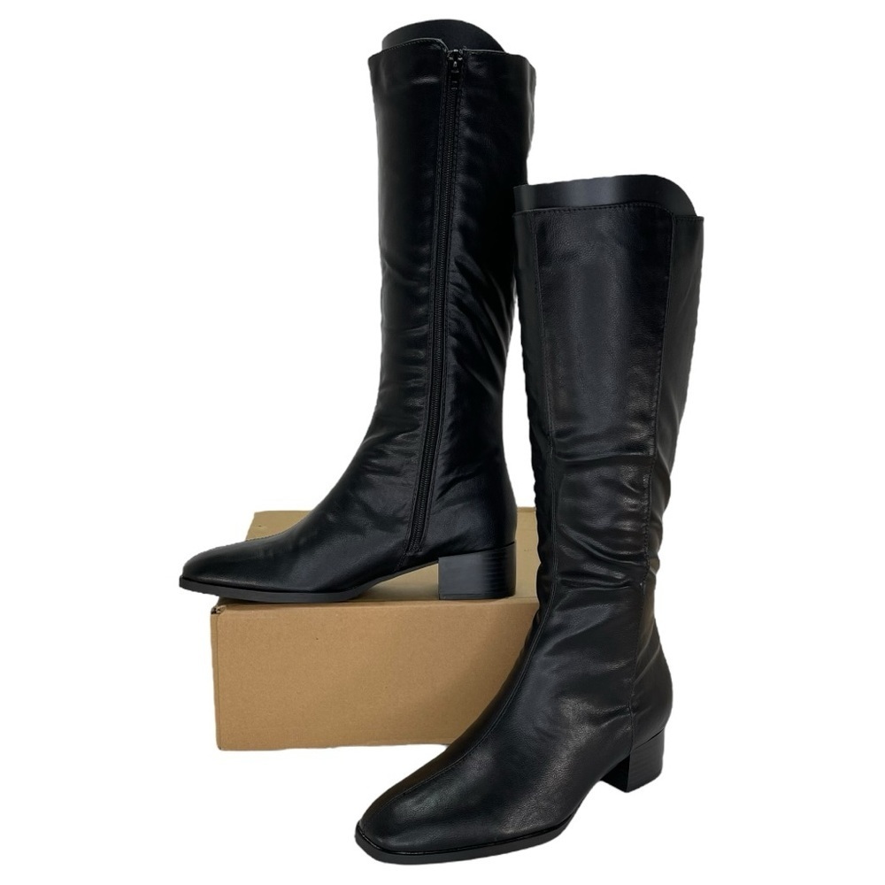 Journee Collection Devri Black Faux Leather Knee High Womens Boots Size 9M - Picture 10 of 10